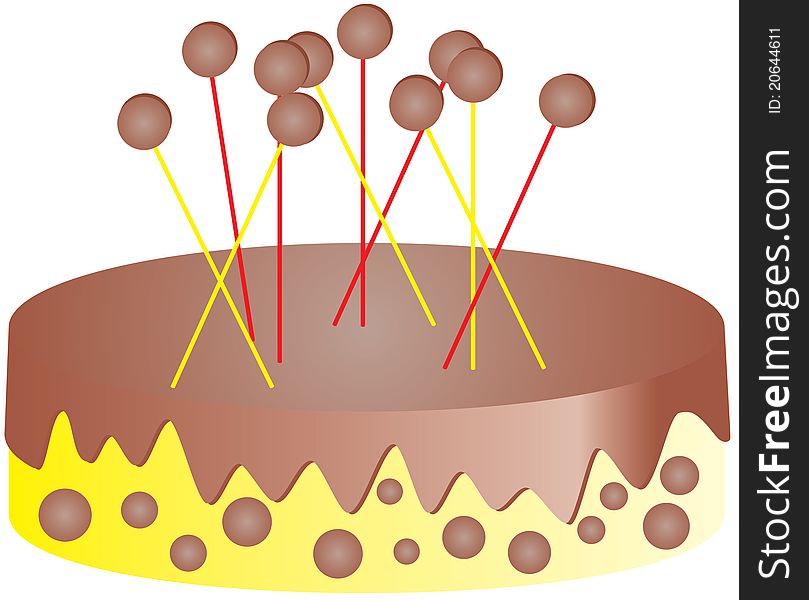 Vector illustration of chocolate cake with decoration