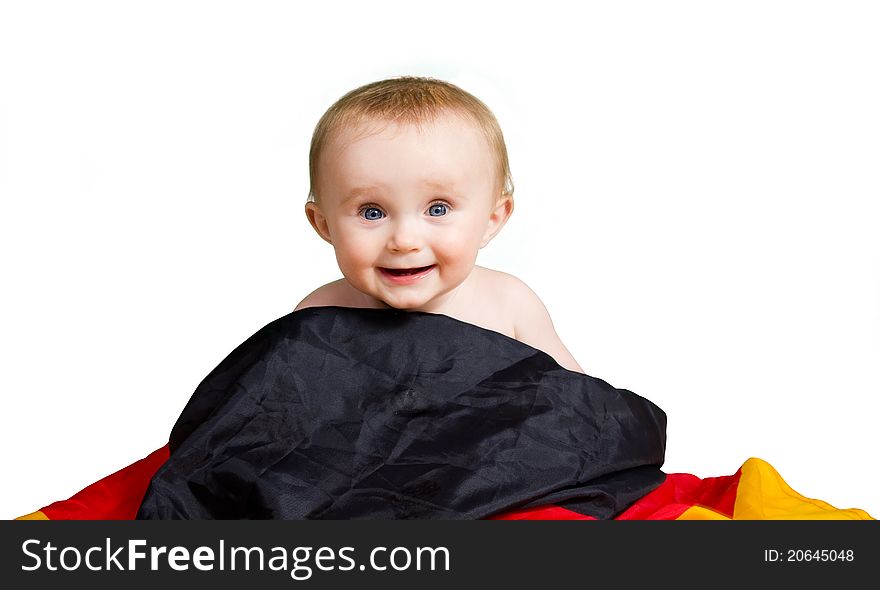 Smiling baby with a german flag. Smiling baby with a german flag