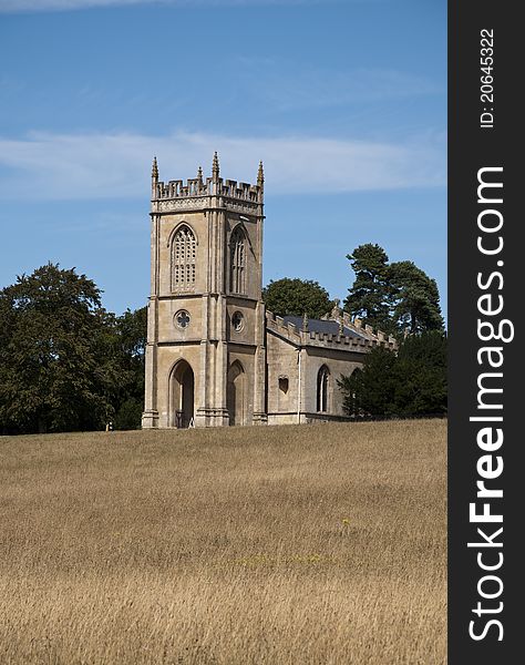 The view of the church in the grounds of Croome Park. The view of the church in the grounds of Croome Park