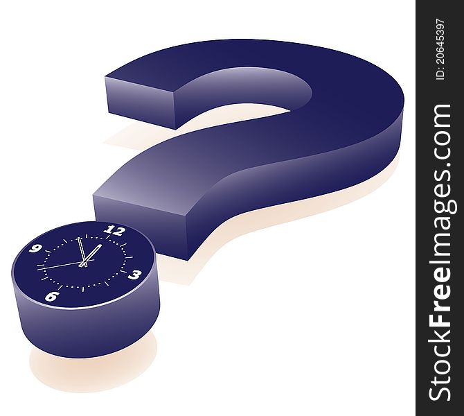 Clock as point of question mark. Abstract illustration. Clock as point of question mark. Abstract illustration.