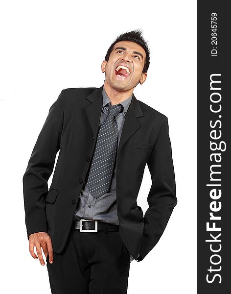 Confident businessman laughing