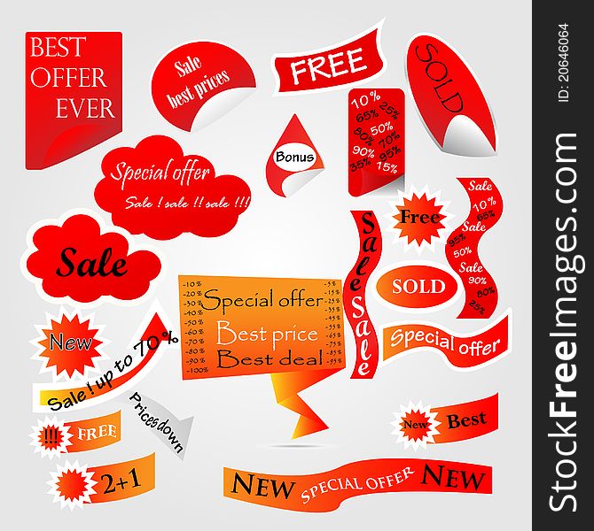 Set of red web discount tags perfect for web. Set of red web discount tags perfect for web