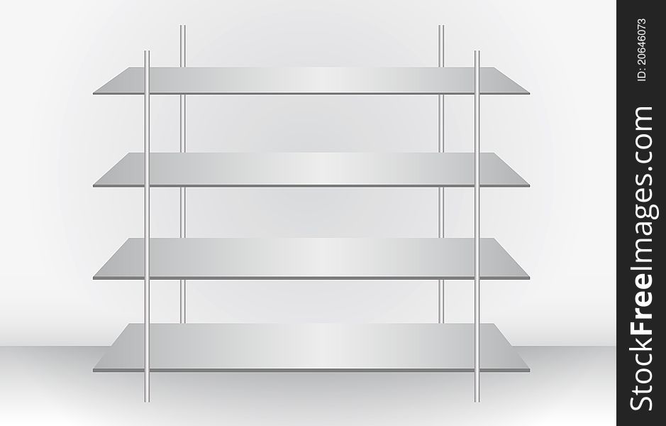 Stylish modern silver shelf on a floor. Stylish modern silver shelf on a floor