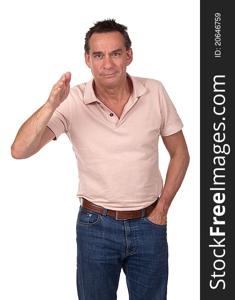 Attractive Man Pointing Forward with Hand