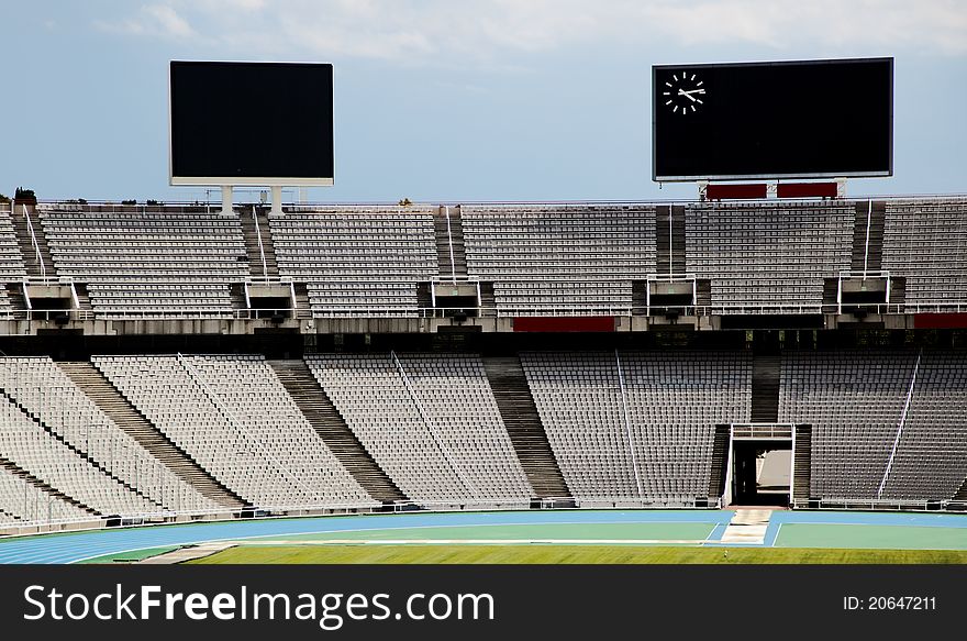 Empty stands of the olympic stadium in Barcelona