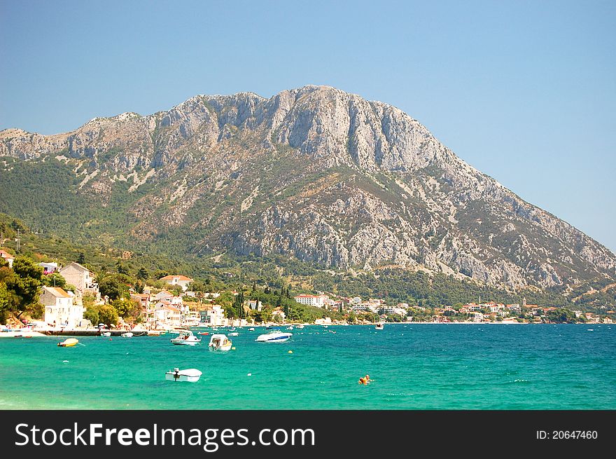 Picturesque view of adriatic coast of dalmatia in Gradac, Croatia