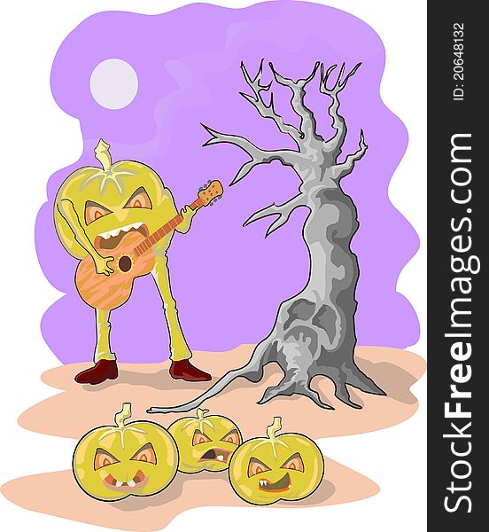 Pumpkins Playing Guitar