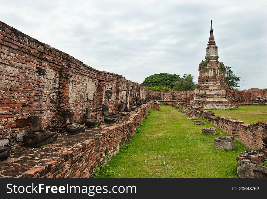 The ruins of a beautiful ancient temple in Ayutthaya, Thailand. The ruins of a beautiful ancient temple in Ayutthaya, Thailand