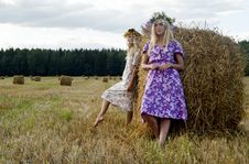 Two Blondies On Nature Stock Images