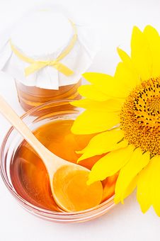 Honey And Sunflower Royalty Free Stock Photography Honey And Sunflower Royalty Free Stock Photography