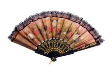 A Folding Fan Patterned Flowers Cloth Stock Image A Folding Fan Patterned Flowers Cloth Stock Image