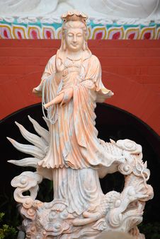 Guan Yin  White Marble Carving Stock Photography