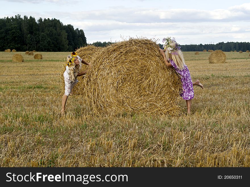 Two beautiful blond on nature. Two beautiful blond on nature