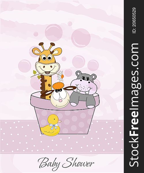 Animal baby shower , birth announcement card