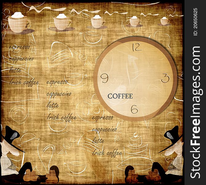 Coffee abstract grunge background - card menu. Coffee abstract grunge background - card menu