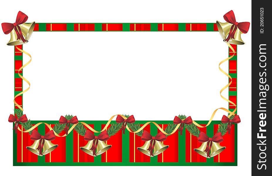 Red and green Christmas frame, cdr vector