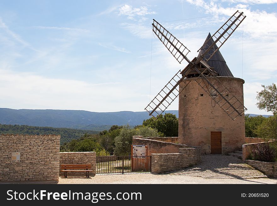 The landmark windmill in Goult, Luberon, France. The landmark windmill in Goult, Luberon, France