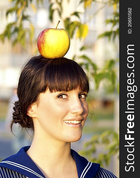 Girl With An Apple On The Head