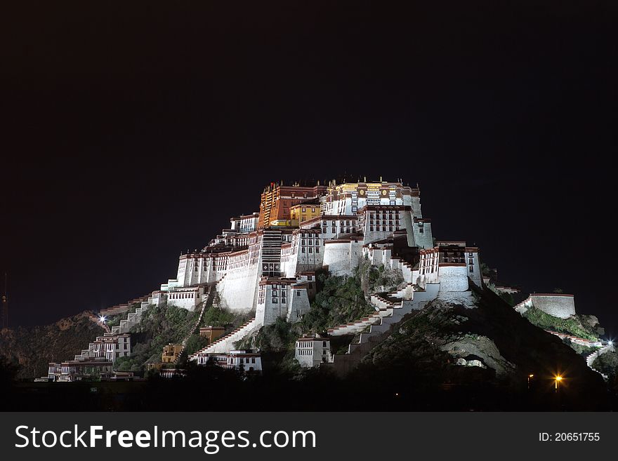 Night scenes of Potala Palace in Lhasa ,Tibet