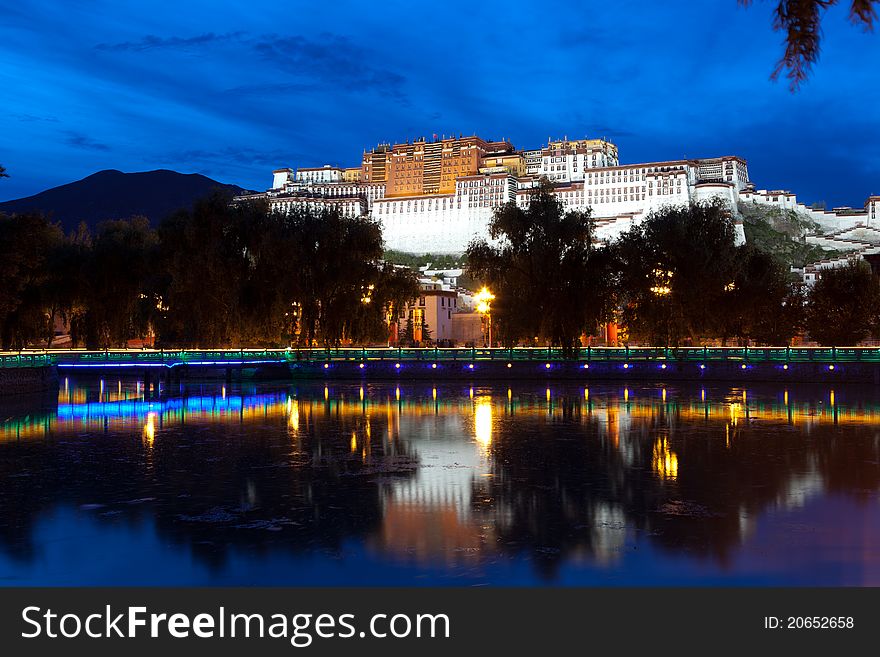 Night scenes of Potala Palace in Lhasa ,Tibet