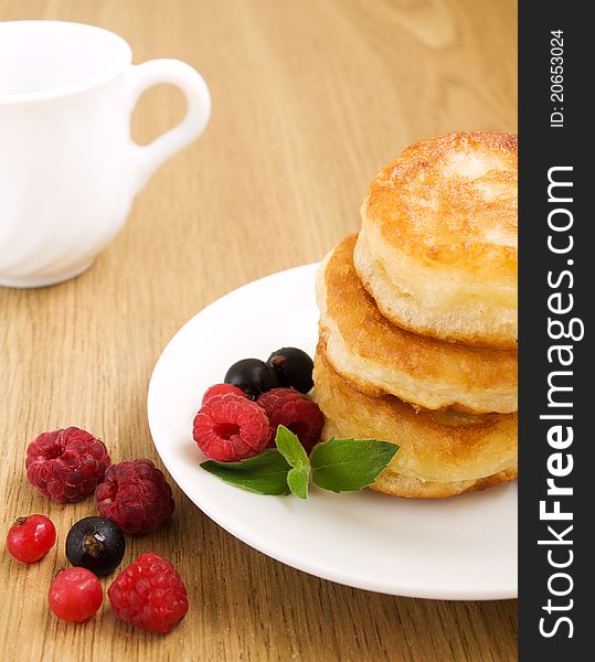 Pancakes with fresh summer berries. Pancakes with fresh summer berries