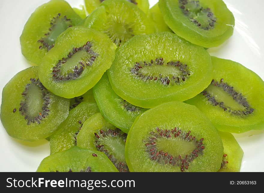 Dried kiwi on a white background