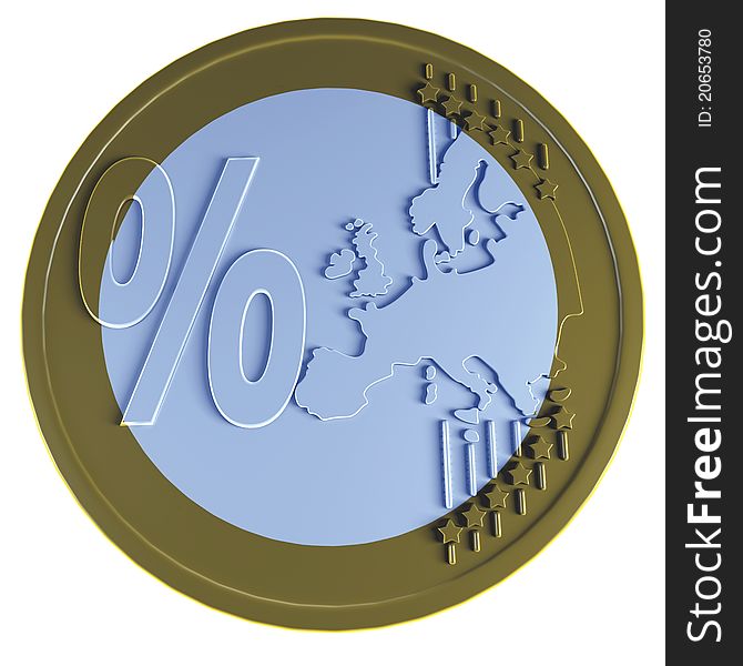 Euro Coin With Percent