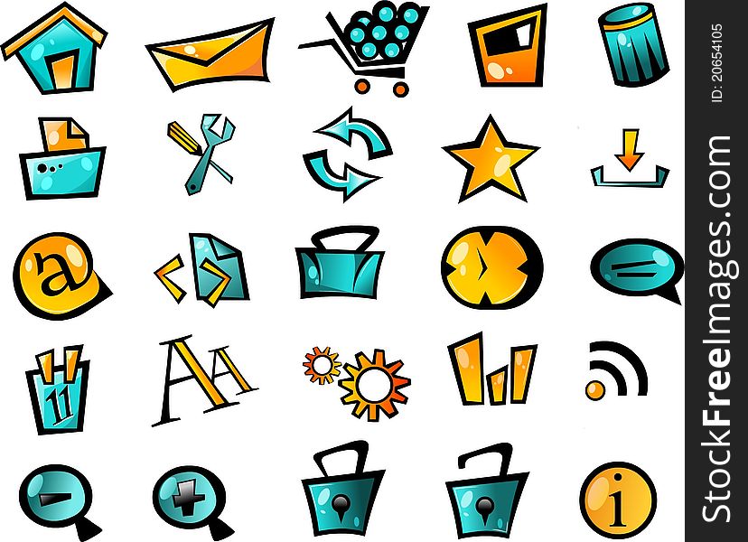 Collection of colorful cartoon computer icons. Collection of colorful cartoon computer icons