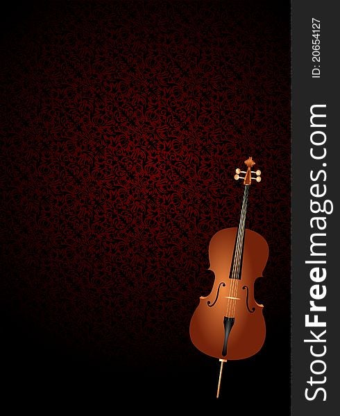 Cello with elegant art nouveau backgroung