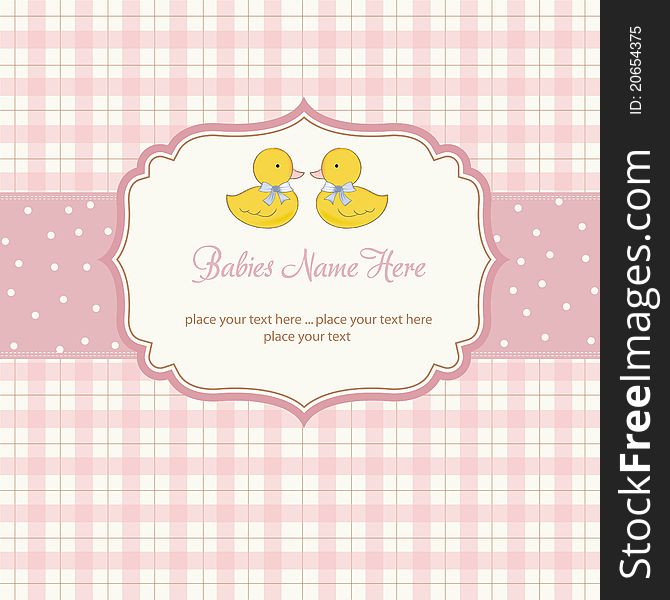 Delicate babies twins shower card