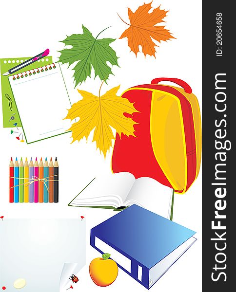 Set of school accessories. Illustration