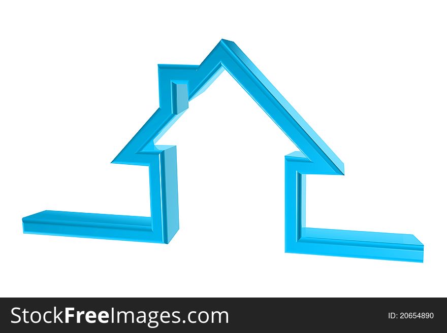 Blue house symbol in 3D. Blue house symbol in 3D