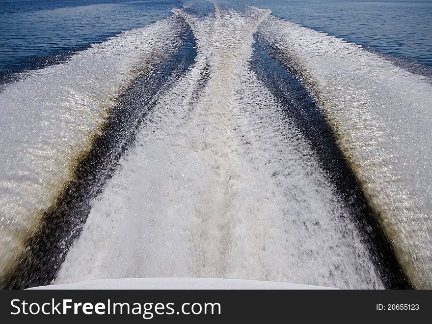 Trace on sea from a boat. Trace on sea from a boat