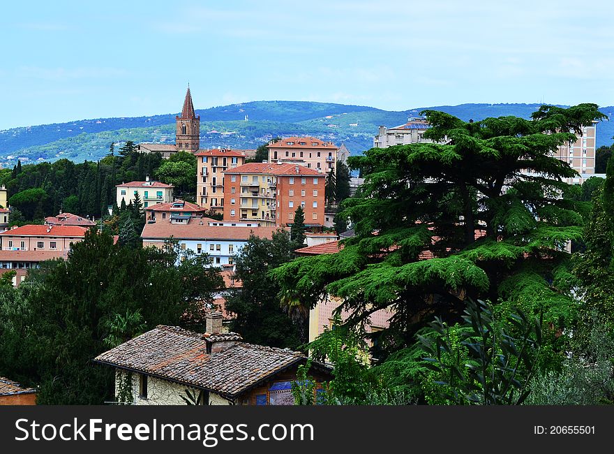 Italian neighborhood in the state of Umbria with clean sky