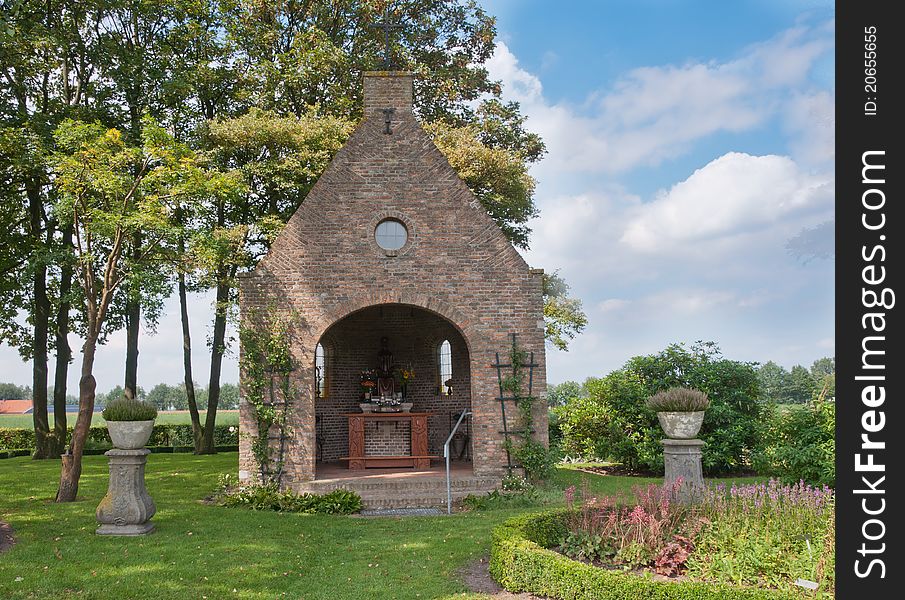 Closeup of a chapel in a small Dutch village