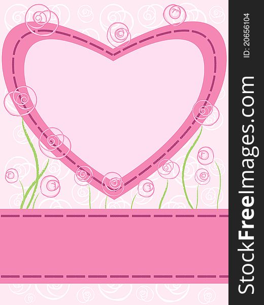 Card with heart and roses