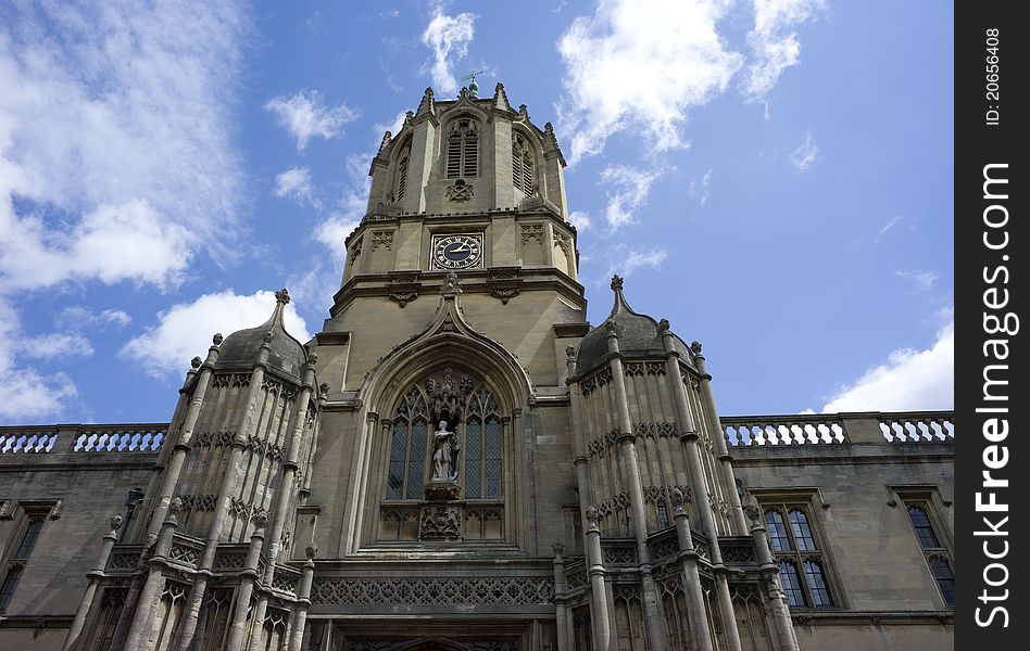 Located at Oxford, UK. Tom Tower is built over Tom Gate over Christ Church leading into Tom Quad.