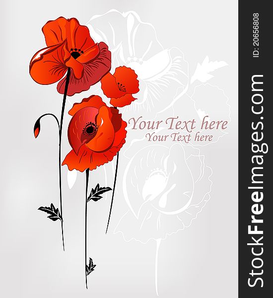 Elegant background with three poppies