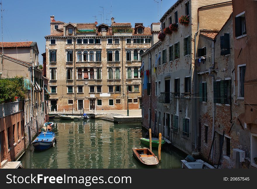 View of channel in Venice Italy. View of channel in Venice Italy