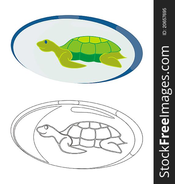 Editable Turtle icon in blue elip shape