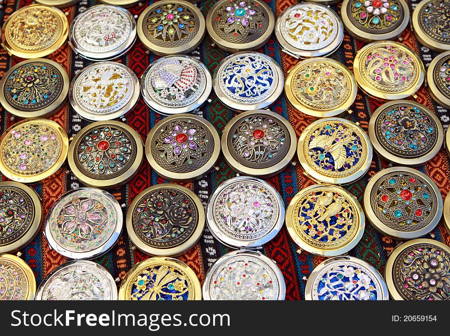 Oriental mirror box in the bazaar. It's an Anatolian object.