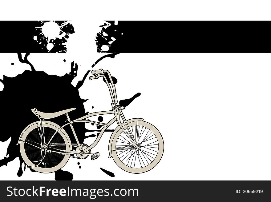 Black outline bicycle on white background