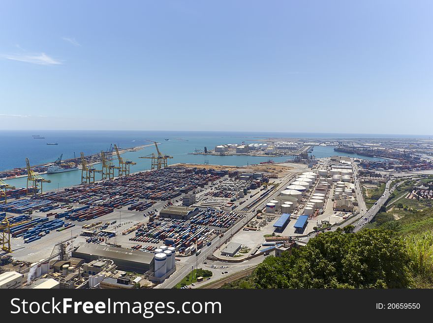 Sight of the port of Barcelona where they load and unload the goods. Sight of the port of Barcelona where they load and unload the goods