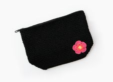 Black Knit Makeup Or Accessory Bag Stock Images