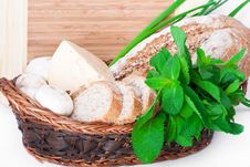 The Wooden Basket With A Bread Stock Photos The Wooden Basket With A Bread Stock Photos