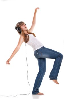 Lovely Girl Listening A Music In Headphones Royalty Free Stock Photos Lovely Girl Listening A Music In Headphones Royalty Free Stock Photos