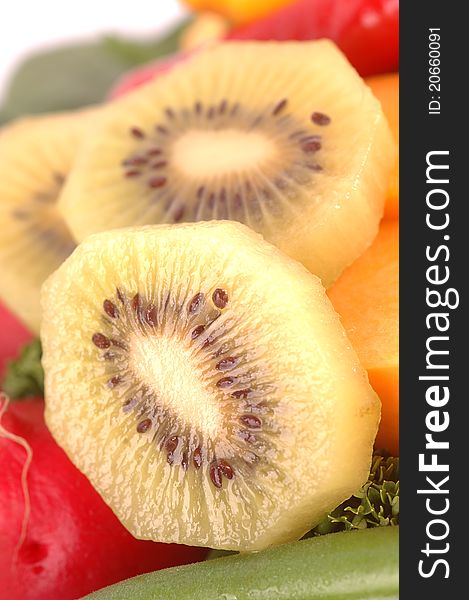 Thinly Sliced fresh kiwi fruit. Thinly Sliced fresh kiwi fruit