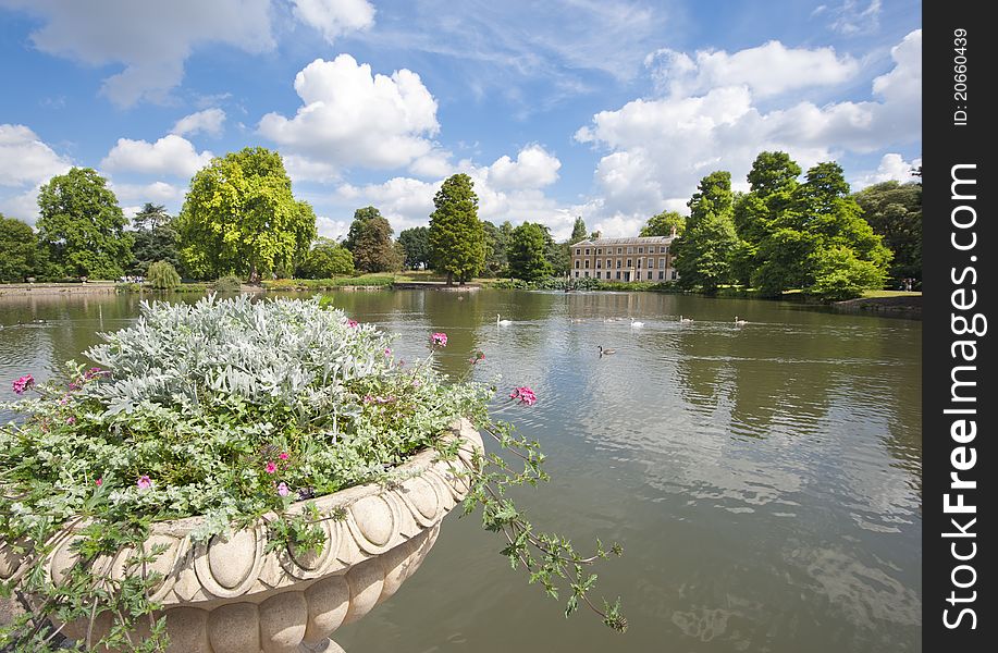 Small Lake In A Beautiful Garden Setting