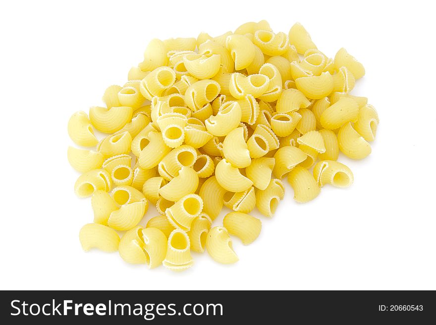 Macaroni pasta isolated on white background