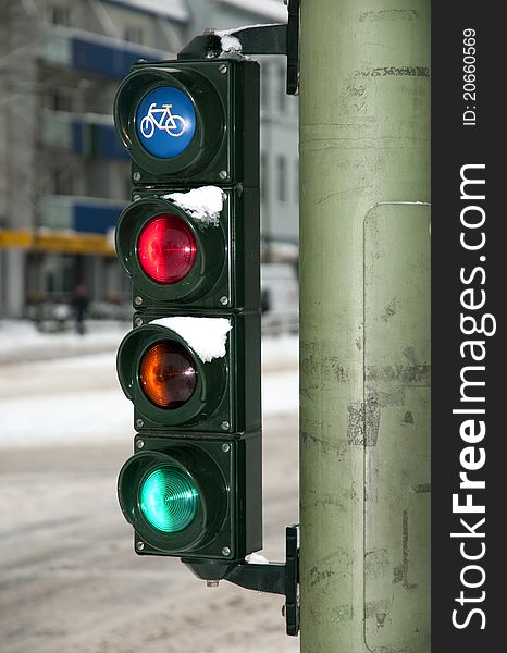 Traffic lights with a cycle lane signal